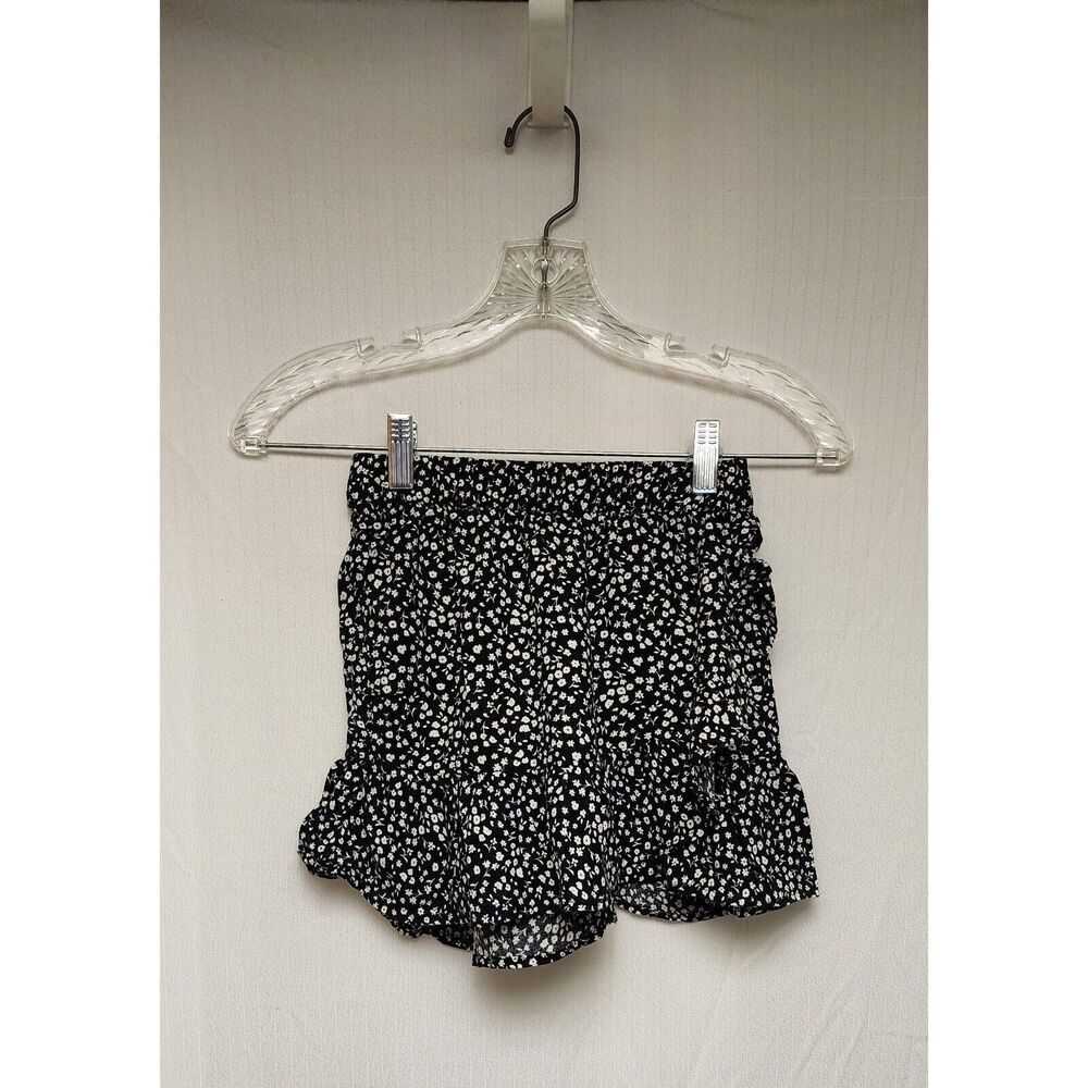 Cat & Jack 2PC Girls' Short Sleeve Floral Woven Top Color Black/White 6/7 - Picture 5 of 7